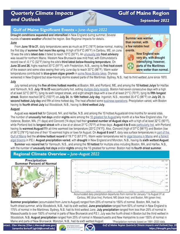 Click here to download the Gulf of Maine Summer 2022 Outlook