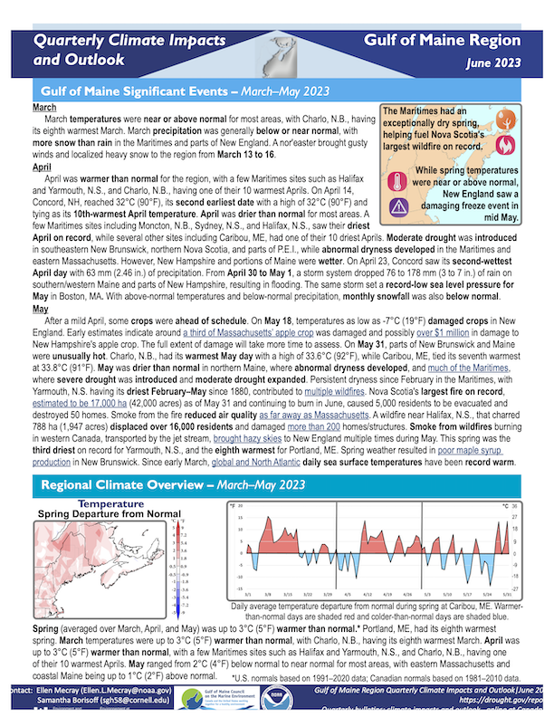 Click here to download the Gulf of Maine Spring 2023 Outlook