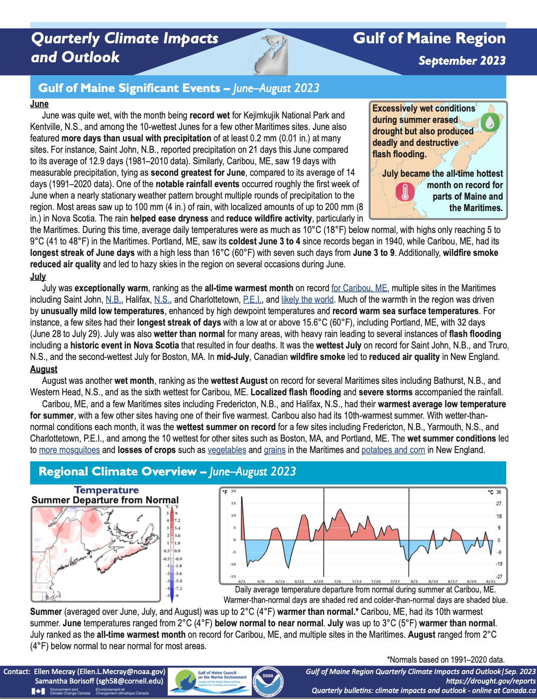 Click here to download the Gulf of Maine Summer 2023 Outlook